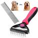 Dog Grooming Brush and Metal Comb Undercoat Rake for Dogs Grooming Supplies Dematting Deshedding Brush for Shedding Cat Brush Deshedder Brush Dogs Shedding Tool for Long matted Haired Pets Pink