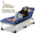 Slsy Face Down Tanning Chair with Face Arm Hole 5-Position Adjustable Folding Lounge Chair Folding Sleeping Bed Cot Folding Chaise Lounge Chair for Pool Beach Patio Sunbathing