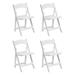 4 PACK White Resin Folding Chair with Black Vinyl Padded Seat - Wedding Chairs