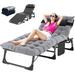 Slsy Folding Lounge Chair 5-Position Adjustable Outdoor Reclining Chair Folding Sleeping Bed Cot Folding Chaise Lounge Chair for Pool Beach Patio Sunbathing