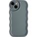 Solid Color Curly Wave Frame Soft Compatible with iPhone Case (Grey iPhone 11 Pro Max)