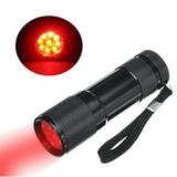 Farfi Red Light Flashlight Multi-purpose High Brightness Lightweight 9 LED Red Light Torch Lamp Against Deteriorating Eyesight for Medical Treatment (Black)