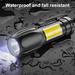 Farfi Camping Flashlight IP44 Waterproof Rechargeable Long Irradiation Distance Zoomable Ultra-Bright Compact Size Mini Flashlight with COB Side Light Safety Lamp Camping Supplies (Black)