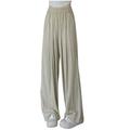 Mrat Womens Sweatpants Full Length Pant Wide Leg Pants High Elastic Waisted Trousers Dress Pants Women Cotton Linen Palazzo Pants Cute Pants Khaki M