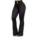 Mrat Women s Golf Pants Women Summer Casual Flare Pants for Women Elastic Womens Black Pants Waist Khaki Pants Women Printed Pants Black L