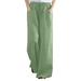 Mrat Travel Pants Women Long Trouser Wide Leg Pants High Elastic Waisted Trousers Dress Pants Women Long Cotton Linen Fall Trendy Pants Workout Pants Women Mint Green L