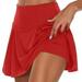 KDDYLITQ Tennis Skirts for Women Solid Golf Skorts Athletic High Waisted Built-In Shorts Sport Workout Pleated Pickleball Red S