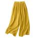 Mrat Flare Sweatpants Women Full Length Pant Linen Wide Leg Pants High Waisted Sweatpants Palazzo Pants Plus Size Linen Pants Comfy Sweat Pants C1_Yellow L