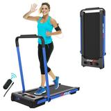 FYC 2 in 1 Under Desk Treadmill - 2.5 HP Folding Treadmill for Home Installation-Free Foldable Treadmill Compact Electric Running Machine Remote Control & LED Display Walking Running Jogging Blue