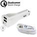 Fast USB C Dual-Port Car Charger with Type C Cable 4ft for CAT S62 - Dual USB Rapid Adaptive Fast Car Charger - White