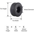 2 Pcs 15x6.00-6 Lawn Mower Turf Tires Fit for Lawn and Garden Tractor Golf Cart Tires 15x6x6 Tubeless 4 Ply