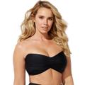 Plus Size Women's Valentine Ruched Bandeau Bikini Top by Swimsuits For All in Black (Size 28)