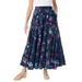 Plus Size Women's Knit Panel Skirt by Woman Within in Navy Painterly Floral (Size 5X) Soft Knit Skirt