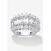 Women's 4.38 Cttw. Emerald-Cut Cubic Zirconia Platinum-Plated Silver Engagement Ring by PalmBeach Jewelry in Silver (Size 10)