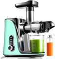 AMZCHEF Cold Press Juicer with 2 Speed Control - High Juice Yield Juicer Machines with Ultradense Filter - Masticating Slow Juicer for Whole Fruit and Vegetable - 1 Bottle and 2 Cups - Green