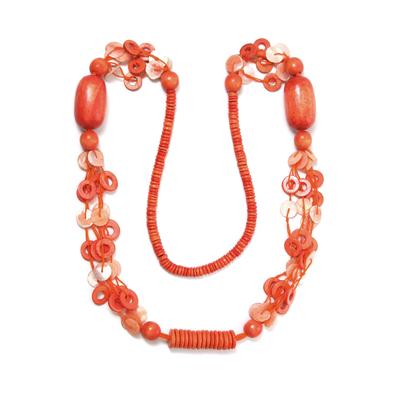 Lange Kette "Zilly", Damen, Gr. one size, Holz, orange, COLLEZIONE ALESSANDRO, Basic, Halsketten, mit unterschiedlichen Holzperlen Image