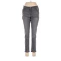 Old Navy Jeans - Mid/Reg Rise Skinny Leg Denim: Gray Bottoms - Women's Size 10 Petite - Dark Wash