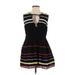 Carolina K Casual Dress - A-Line Tie Neck Sleeveless: Black Print Dresses - Women's Size Small