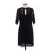 Zara Basic Casual Dress - Sheath Keyhole Short sleeves: Black Print Dresses - Women's Size Small