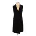 White House Black Market Cocktail Dress - Sheath Plunge Sleeveless: Black Print Dresses - Women's Size 0