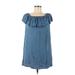 American Eagle Outfitters Casual Dress - A-Line Square Short sleeves: Blue Print Dresses - Women's Size Medium