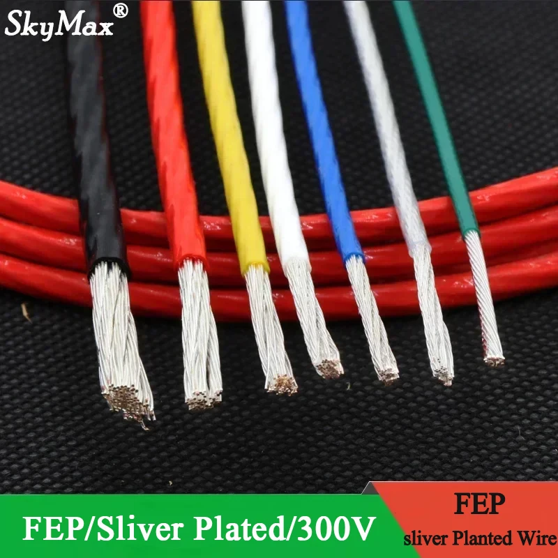 1/5M 10/11/13/14/15/18/20/22/24/26/28/30 AWG Silber Überzogene FEP Draht Hoch Reinheit OFC Kupfer Kabel Für 3D Drucker DIY Image