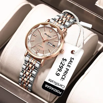 POEDAGAR Frauen Uhr Rose Gold Mode Quarz Uhren Top Marke Luxus Damen Armbanduhr Wasserdicht Datum