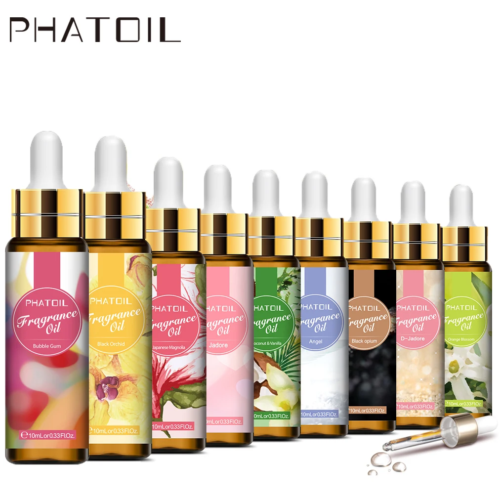 PHATOIL Kaffee-Kokos-Vanille-Duft-Diffusor für ätherische Öle, 10 ml, mit Tropf, Aromaöl, weiße Moschus, Orchidee, Magnolie, Ringelblume Image
