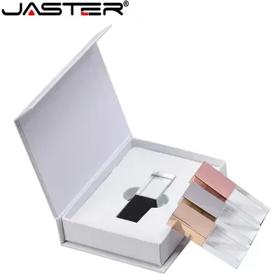JASTER Neues Crystal Rose Gold Silber Schwarz Gold 2.0 USB-Flash-Laufwerk mit Geschenkbox 4 GB 8 GB Image