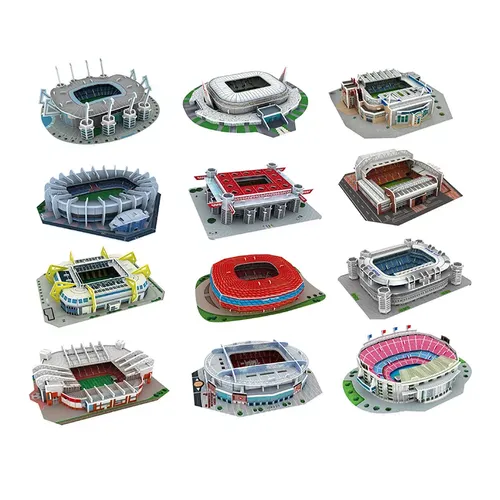Palm Größe DIY 3D Fußballplatz Puzzle Mini Fußball Stadion Gebäude Modell Montage Handgemachte