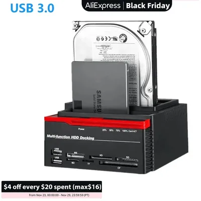 USB 3,0 HDD Docking Station Für 2,5 3,5 Zoll SATA IDE Adapter Hard Drive Disk SSD Solid State Drives Mit kartenleser USB Hub