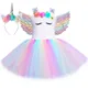 Mädchen Prinzessin Einhorn Tutu Kleid Outfit Pastell Blumen Baby Mädchen Geburtstag Party Kleider