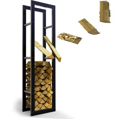 Kaminholzregal innen Metall verzinkt 40x25x150 schwarz, Stapelhilfe Kaminholz Brennholz Regal für Image