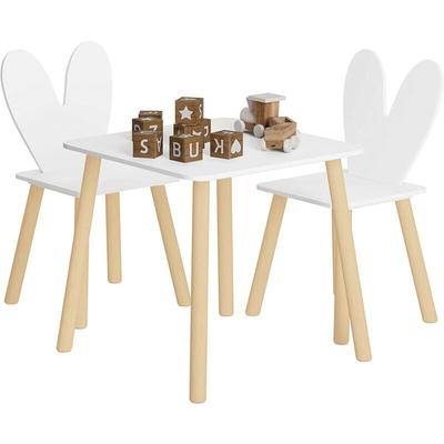Woltu - Kindertisch mit 2 Stühlen, Kindersitzgruppe, Sitzgruppe für Kinder, mit Massivholzbeinen Image