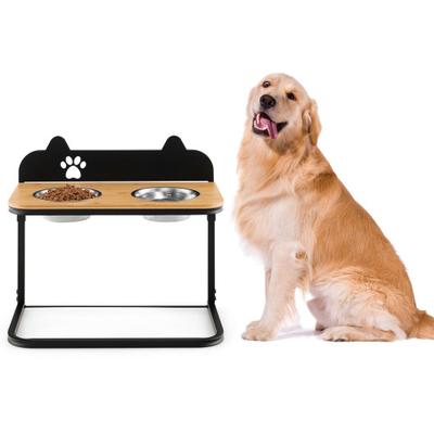 Costway Dog Bowl Stand with 2 Stainless Steel Food Water Bowls