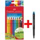 10er-Etui Buntstifte »Jumbo GRIP« inkl. Permanent Marker »Multimark 1513 F« braun, Faber-Castell (Schule)