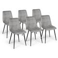 Idmarket - Lot de 6 chaises mila en velours gris clair pour salle à manger - Gris
