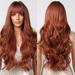 Long Curly Wigs for Women Long Wavy Wigs With Flat Bangs for Girls Cosplay Wig Hair Replacement for Daily Use A3