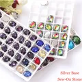 Oval shape Glass crystal Sew on Rhinestones with Silver Claw Handcrafts strass sew on stone