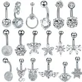 1PC Crystal Belly Button Rings For Women Navel Ring Zircon Drop Dangle Body Jewelry Piercing Beach