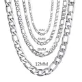 Men's 925 Sterling Silver 4MM/6MM/8MM/12MM Chain Necklace 16-30 Inch for Man Women Fashion Jewelry