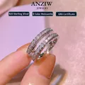 D Color VVS1 Vintage Double Row Moissanite Engagement Rings For Women Real 100% 925 Sterling Silver