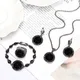 ZOSHI Vintage Silver Color Rhinestone Necklace Earrings Bracelet Ring Set for Women Black Broken