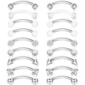 Stainless Steel Rook Daith Earrings Eyebrow Piercings Belly Lip Ring CZ Punk Plastic Curved Barbell