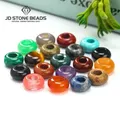 10Pcs/Lot Natural Agate Big Hole Abacus Shape Beads Loose Spacer Jasper Amethysts Bead For Jewelry