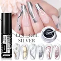 LILYCUTE Silver Metallic pull Liner Gel Nail Polish Rose Gold Mirror French Super bright Drawing