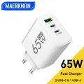 GaN USB C Charger 65W Fast Charging Charger 3Ports Type C Mobile Phone Charger PD Power Adapter for