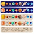 Wooden Puzzle Toy Solar System Model Science Toys Set Montessori Planets Science Educational Puzzle