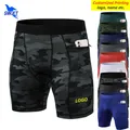 2022 Summer Zipper Pockets Quick Dry Running Shorts Men Gym Fitness Compression Tights Sportswear