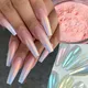 Aurora Pink Nail Powder Glitter Mirror White Rubbing Pigment Metallic Color Nail Art Gel Polish
